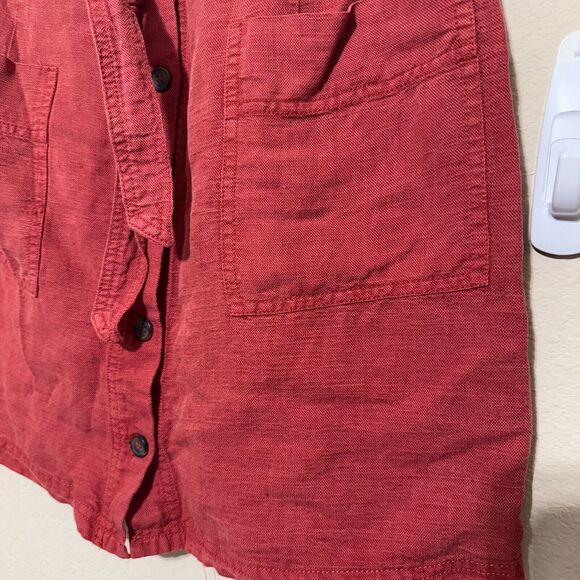 C&C California Womens Skirt Size M Rust Red Linen Blend Button Front Tie Waist - Picture 2 of 5